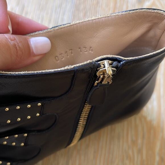 CHLOE Susanna Studded Leather Ankle Boots Black Gold 37.5 - Picture 6 of 10